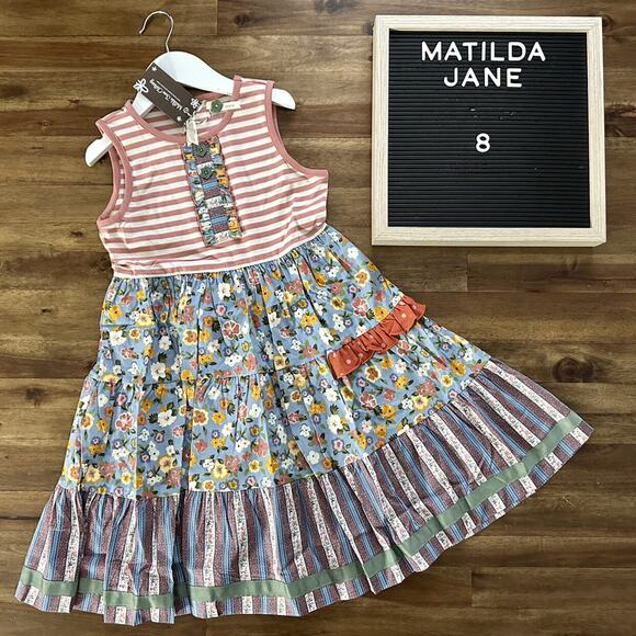 NWT Matilda Jane Heart To Heart World Of Wonder Sleeveless Floral Striped Dress - Picture 1 of 6